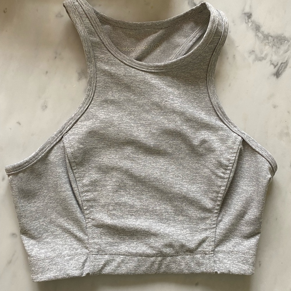 Outdoor Voices Grey High Neck Sports Bra